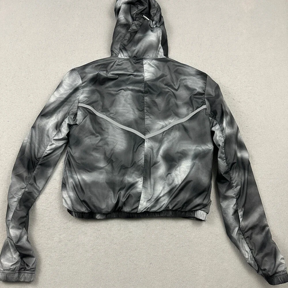 Nike Track Jacket Women XS Gray Smoke Tie Dye Windrunner Windbreaker Hood